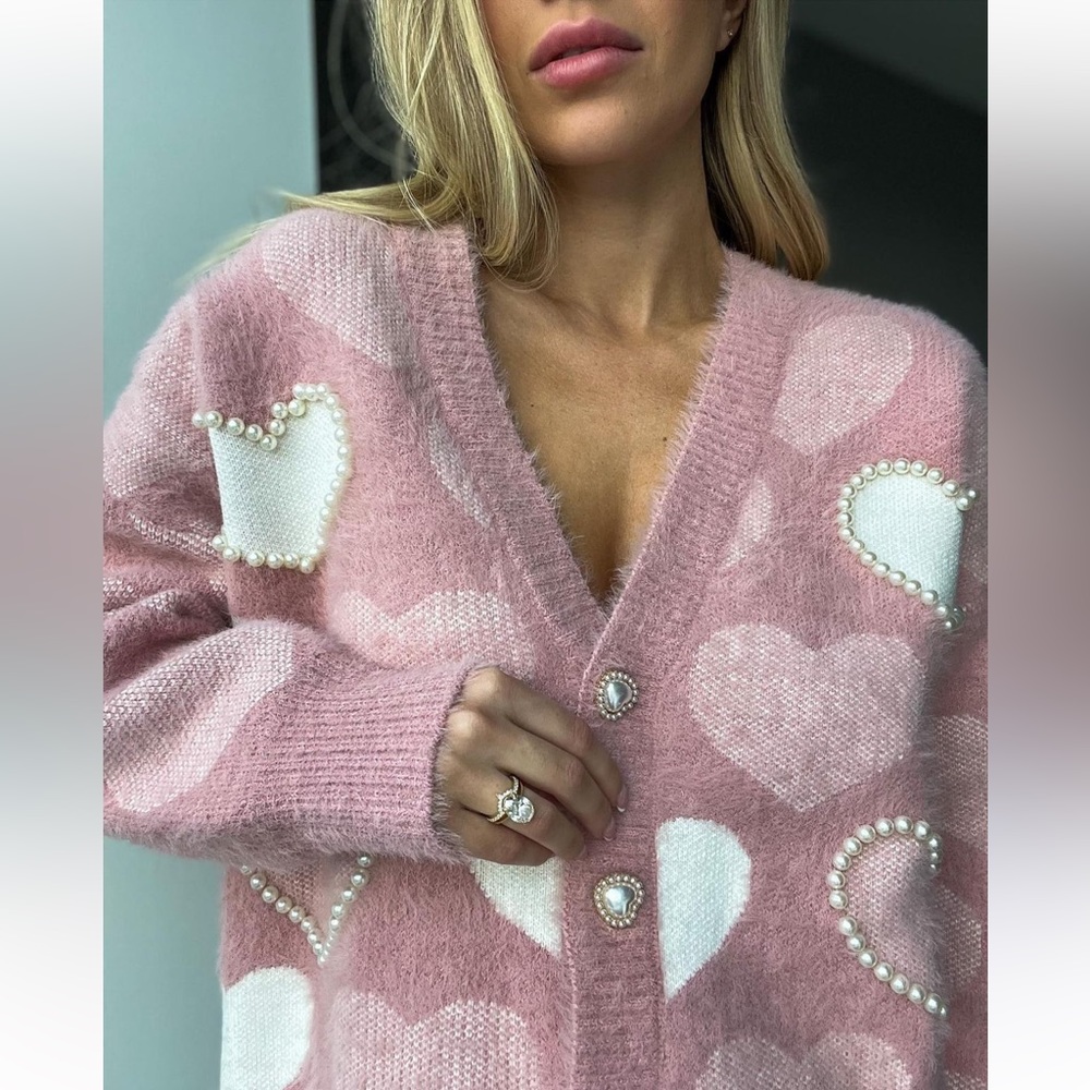 Brand New With Tags Heart Cardigan / Sweater in size S-M